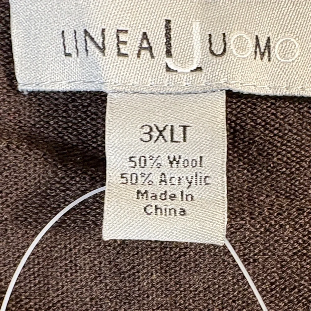 Linea Uomo‎ Men's 3XLT Chocolate Brown Wool Blend Long Sleeve Polo Sweater NWT